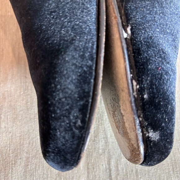 LAUREN RALPH LAUREN Sz 10 Black Velvet Squarish Toe Gold Embroidered Loafers - Picture 4 of 9